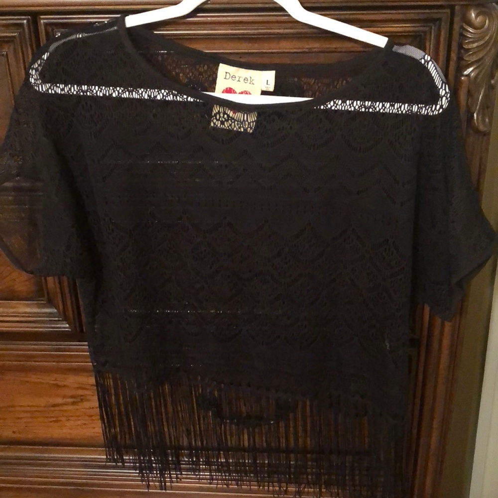 Black lace crop top